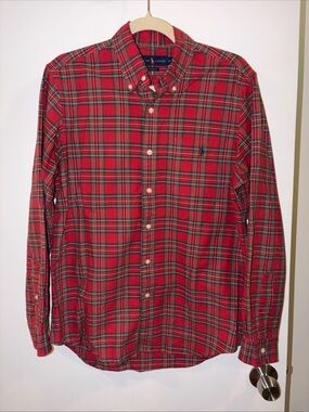 Ralph Lauren Red and Green Plaid Button-Down Shirt